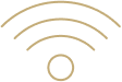 Wi-Fi signal icon with three curved lines above a small circle, indicating wireless internet connectivity.